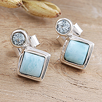 Featured review for Blue topaz and larimar drop earrings, Harmony in Blue