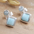 Blue topaz and larimar drop earrings, 'Harmony in Blue' - Larimar and Blue Topaz Sterling Silver Drop Earrings thumbail
