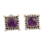Amethyst stud earrings, 'Picture Perfect in Purple' - Checkerboard Faceted Amethyst Sterling Silver Stud Earrings (image 2a) thumbail