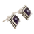 Amethyst stud earrings, 'Picture Perfect in Purple' - Checkerboard Faceted Amethyst Sterling Silver Stud Earrings (image 2c) thumbail