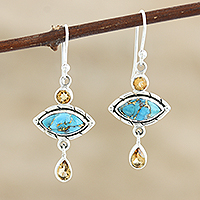 Citrine dangle earrings, 'Sky and Sun'