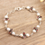 Garnet and cultured pearl link bracelet, 'Radiant in Red' - Garnet and Cultured Pearl Link Bracelet
