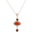 Carnelian and garnet pendant necklace, 'Red Fusion' - Carnelian and Garnet Sterling Silver Pendant Necklace