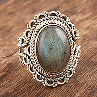 Labradorite cocktail ring, 'Unknown Mystery' - Handmade Labradorite Cocktail Ring