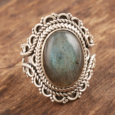 Labradorite cocktail ring, 'Unknown Mystery' - Handmade Labradorite Cocktail Ring