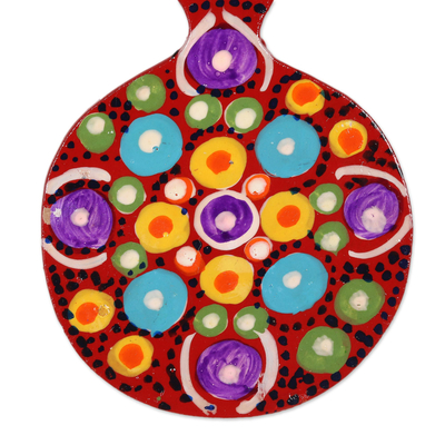 Hand painted ornaments, 'Holiday Colors' (set of 6) - Hand Painted Multicolored Christmas Ornaments (Set of 6)