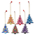 Adornos pintados a mano, 'Árboles alegres' (juego de 6) - Adornos festivos hechos a mano para árboles de Navidad (juego de 6)