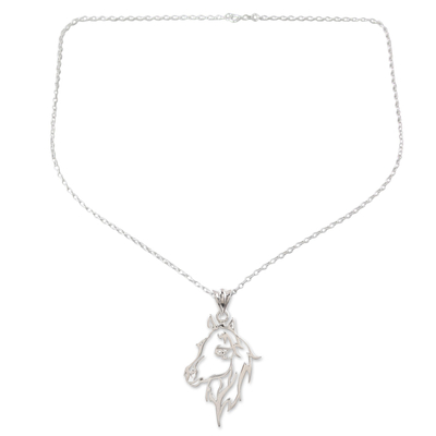 Hand Crafted Sterling Silver Horse Pendant Necklace