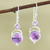 Amethyst dangle earrings, 'Alluring Serenity in Lilac' - Handmade Sterling Silver Amethyst Dangle Earrings India thumbail