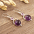 Amethyst dangle earrings, 'Alluring Serenity in Lilac' - Handmade Sterling Silver Amethyst Dangle Earrings India (image 2b) thumbail