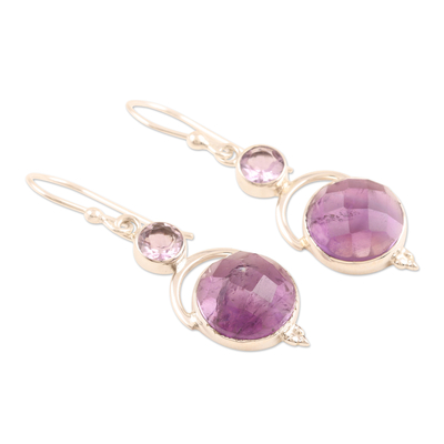 Amethyst dangle earrings, 'Alluring Serenity in Lilac' - Handmade Sterling Silver Amethyst Dangle Earrings India