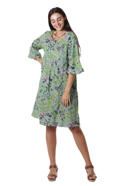 UNICEF Market | Printed Floral-Motif Cotton Sheath Dress - Lush and Lovely
