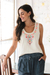 Embroidered cotton tank top, 'Floral Story in Light Green' - Embroidered Cotton Tank Top from India (image 2b) thumbail