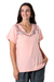 Embroidered cotton t-shirt, 'Spring Glee in Petal Pink' - Embroidered Pink Cotton T-Shirt from India (image 2d) thumbail