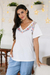 Embroidered cotton t-shirt, 'Spring Glee in Off-White' - Embroidered Cotton Floral-Motif T-Shirt (image 2) thumbail