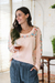Embroidered cotton t-shirt, 'Floral Ode in Petal Pink' - Embroidered Cotton Long-Sleeved T-Shirt (image 2b) thumbail