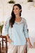 Embroidered cotton t-shirt, 'Floral Ode in Celadon' - Embroidered Blue Cotton T-Shirt (image 2) thumbail