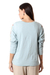Embroidered cotton t-shirt, 'Floral Ode in Celadon' - Embroidered Blue Cotton T-Shirt (image 2f) thumbail