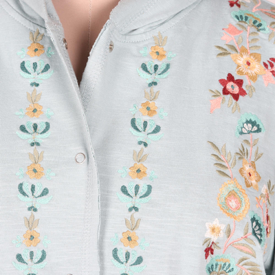 Sudadera con capucha de algodón bordado - Sudadera con capucha de algodón con motivo floral bordado