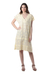 Embroidered cotton shift dress, 'Paisley Garden in Yellow' - Hand Made Embroidered Yellow Cotton Shift Dress (image 2a) thumbail