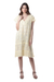 Embroidered cotton shift dress, 'Paisley Garden in Yellow' - Hand Made Embroidered Yellow Cotton Shift Dress (image 2c) thumbail