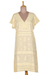 Embroidered cotton shift dress, 'Paisley Garden in Yellow' - Hand Made Embroidered Yellow Cotton Shift Dress (image 2f) thumbail