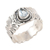 Blue topaz band ring, 'Iridescent Drop' - Artisan Crafted Blue Topaz and Sterling Silver Band Ring (image 2c) thumbail
