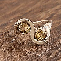 Citrine cocktail ring, 'Sun Twin'