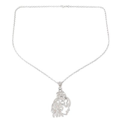 Halskette mit Anhänger aus Sterlingsilber - Handgefertigte Halskette mit Shiva-Anhänger aus Sterlingsilber