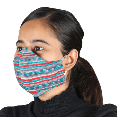 Cotton face masks, 'Rustic Charm' (pair) - Hand Made Screen Printed Cotton Face Masks (Pair)