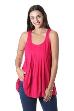 Rayon sleeveless blouse, 'Ruby My Dear' - Screen Printed Pink Rayon Sleeveless Blouse from India