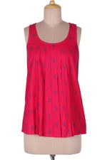 Rayon sleeveless blouse, 'Ruby My Dear' - Screen Printed Pink Rayon Sleeveless Blouse from India