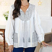 Featured review for Hand woven cotton tunic, Sailing Stripes