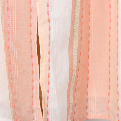 Vestido de algodón bordado - Vestido de tirantes de algodón a rayas hecho a mano