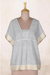 Hand woven cotton blouse, 'Breezy Stripes' - Hand Woven Striped Cotton Blouse (image 2e) thumbail