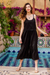 Embroidered cotton sundress, 'Summer Paisley in Black' - Hand Embroidered Cotton Sleeveless Sundress from India (image 2b) thumbail