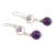 Agate and amethyst dangle earrings, 'Purple Chill' - Handmade Agate and Amethyst Dangle Earrings from India