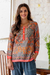 Embroidered tunic, 'City Sunset' - Hand Embroidered Floral Tunic from India thumbail