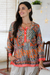 Embroidered tunic, 'City Sunset' - Hand Embroidered Floral Tunic from India (image 2b) thumbail