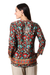 Embroidered tunic, 'Royal Palace' - Multicolored Tunic with Hand-Embroidered Chikankari (image 2e) thumbail
