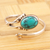 Sterling silver wrap ring, 'Wrapped in Turquoise' - Hand Crafted Sterling Silver Wrap Ring from India thumbail
