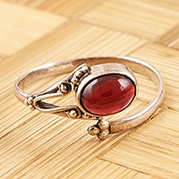 Garnet wrap ring, 'Wrapped in Red' - Handmade Garnet and Sterling Silver Wrap Ring