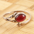 Garnet wrap ring, 'Wrapped in Red' - Handmade Garnet and Sterling Silver Wrap Ring (image 2) thumbail
