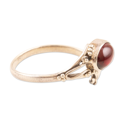 Garnet wrap ring, 'Wrapped in Red' - Handmade Garnet and Sterling Silver Wrap Ring