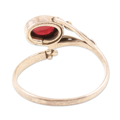 Garnet wrap ring, 'Wrapped in Red' - Handmade Garnet and Sterling Silver Wrap Ring