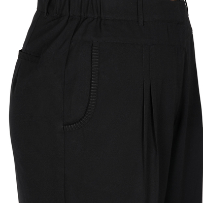 Pantalones bordados - Pantalones negros largos bordados de la India