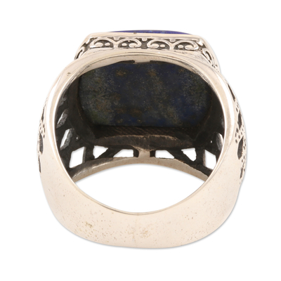 Men's lapis lazuli ring, 'Royal King' - Men's Lapis Lazuli and Sterling Silver Ring from India