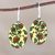Hand painted ceramic dangle earrings, 'Yellow Trellis' - Oven Fired Ceramic Floral Dangle Earrings from India thumbail