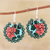 Hand painted ceramic dangle earrings, 'Bougainvillea Fantasy' - Hand Painted Ceramic Floral Dangle Earrings from India thumbail