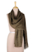 Silk shawl, 'Olive Elegance' - Hand Woven Eri Silk Shawl from India (image 2a) thumbail